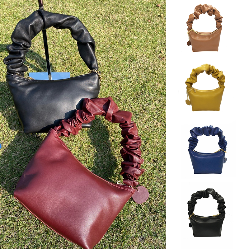 很会买 subella英国小众褶皱手提包新款sisi小羊皮花朵包高级感