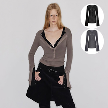 主推! wearable event 深V针织套头高级感t恤内搭打底上衣亨利衫