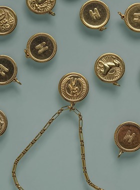 比利时小众星座复古钱币项链