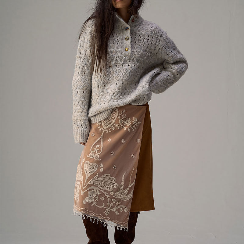 ShelleArtiste半高领手工毛衣