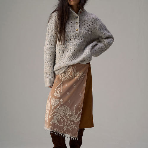 ShelleArtiste半高领手工毛衣