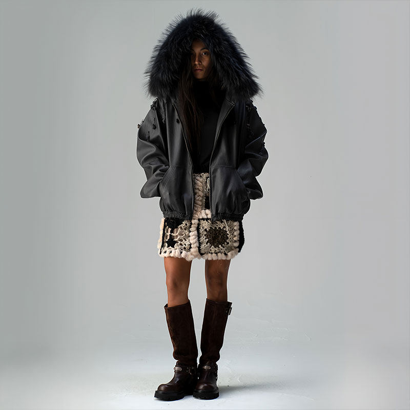 ShelleArtiste美式复古机车皮衣