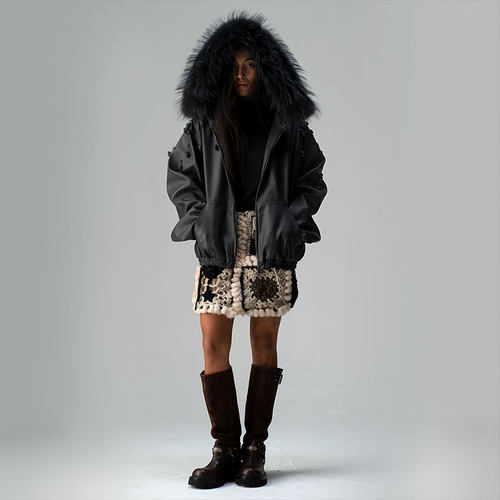 ShelleArtiste美式复古机车皮衣