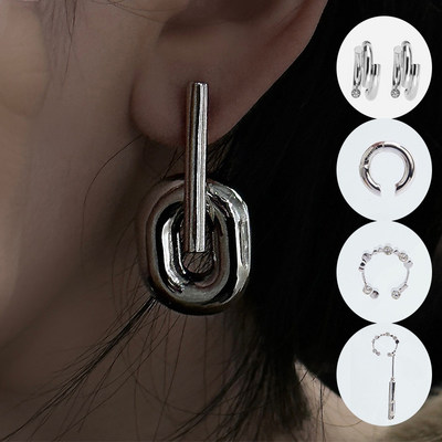 科幻银简约小众设计时尚耳钉耳环
