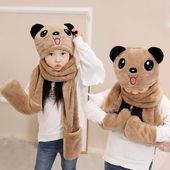 帽子围巾手套三件套装 一体女童秋冬季 保暖男儿童宝宝护耳围脖帽潮