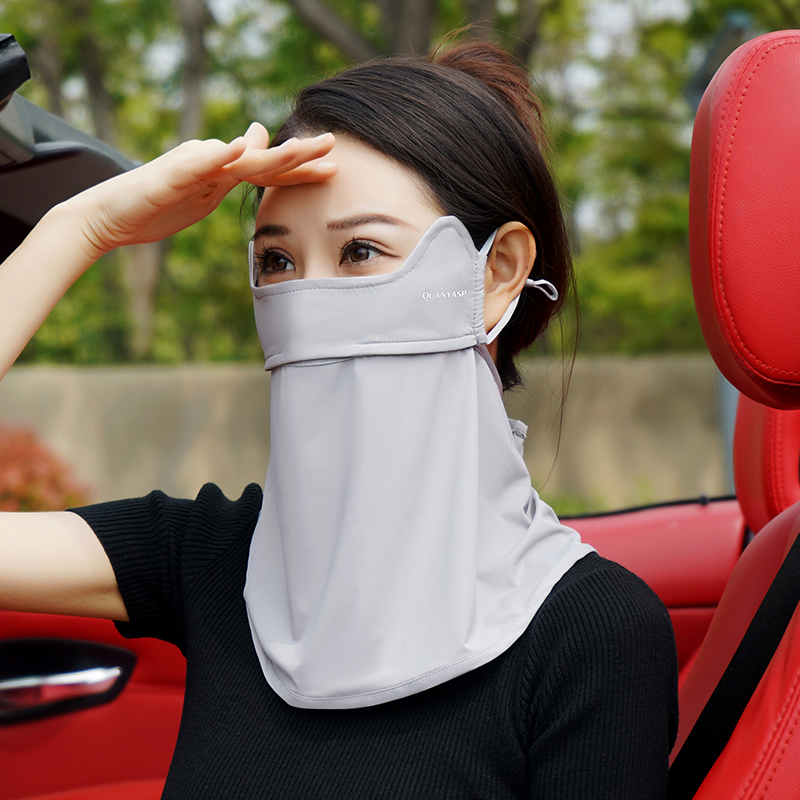 防晒面罩女遮全脸防紫外线透气口罩夏季户外开车骑行遮阳护颈面纱