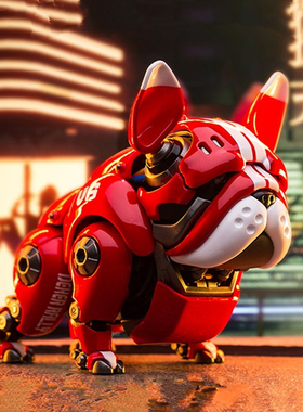 HWJ斗牛犬 机械兽 RAMBLER萌宠机器狗 红色\绿色狗狗机甲潮玩摆件