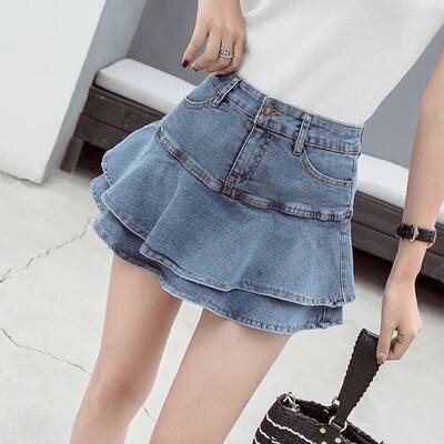 Vintage Denim  Skirts Women Summer Se Solid Colour all own S