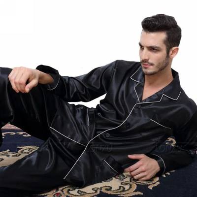 Mens Silk Satin Pajamas  Pyjamas  Set  Sleepwear Set  Lounge