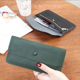 100% Genuine Leather Women Long Wallet Luxury Solid Money Sl