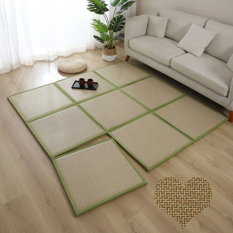 Summer Square Carpet Japanese Mat Floor Mat Rattan Carpet Be