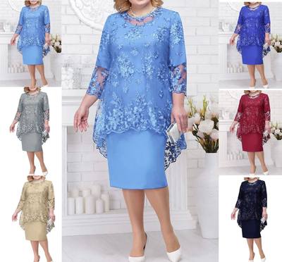 2023 Women lus Size  O-ne idi Loose  -5XL La Eening Lace esh