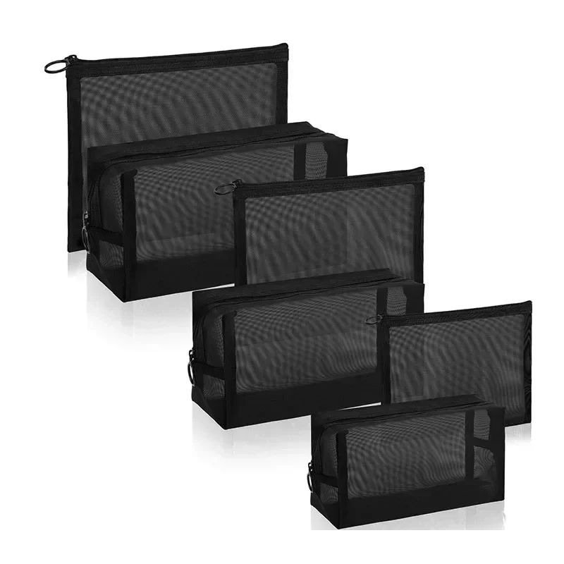 1Pcs Zipper Transparent Mesh Makeup Case Organizer Make Up T-封面