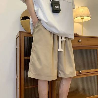 New Men's City Boy Fashion Shorts Summer Solid Color Straigh