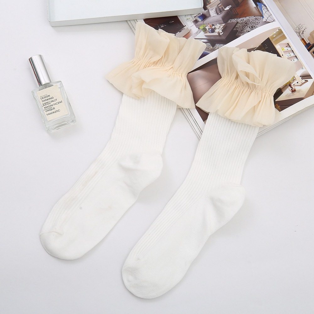 24春季新款袜子韩版黑白系蕾丝花边女中筒袜lolita甜美仙女长筒袜,女士内衣/男士内衣/家居服,长筒袜,淘宝优惠券,粉丝福利购,淘宝优惠卷