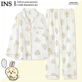 纯棉纱布乌萨奇chiikawa吉伊卡哇睡衣女长袖 棉纱简约家居服 春秋季