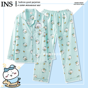 纯棉吉伊卡哇chiikawa睡衣女款长袖春秋季可爱乌萨奇网红风家居服