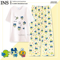 tamagotchi women's spring and Autumn long-sleeved pure cotton cream yellow cute Mamiji home wear thumbnail 3