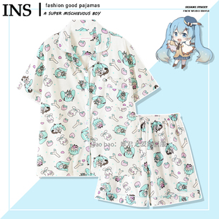 夏季纯棉动漫卡通睡衣女短袖薄款网红风日系可爱二次元家居服