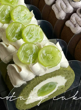 蛋糕卷包装盒透明三角慕斯围边切块千层垫片包装烘焙蛋糕半圆隔片