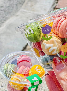 网红mini迷你彩虹马卡龙杯烘焙包装布丁奶油蛋糕杯西点盒泡芙手提