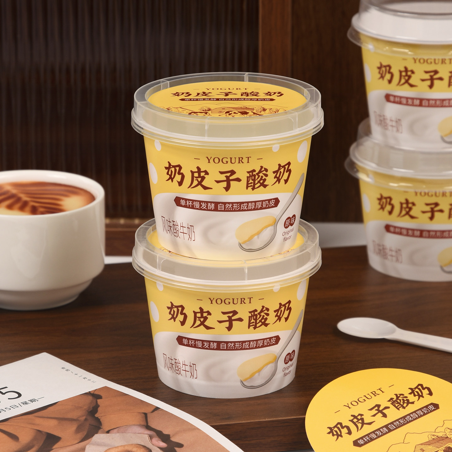 奶皮子酸奶专用盒带盖带勺密封罐
