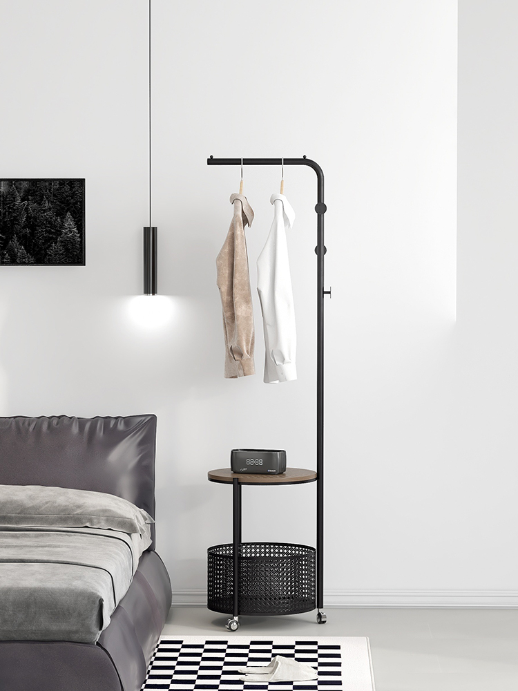 衣帽架落地卧室转角客厅玄关角落移动脏衣服收纳床头柜挂衣架一体