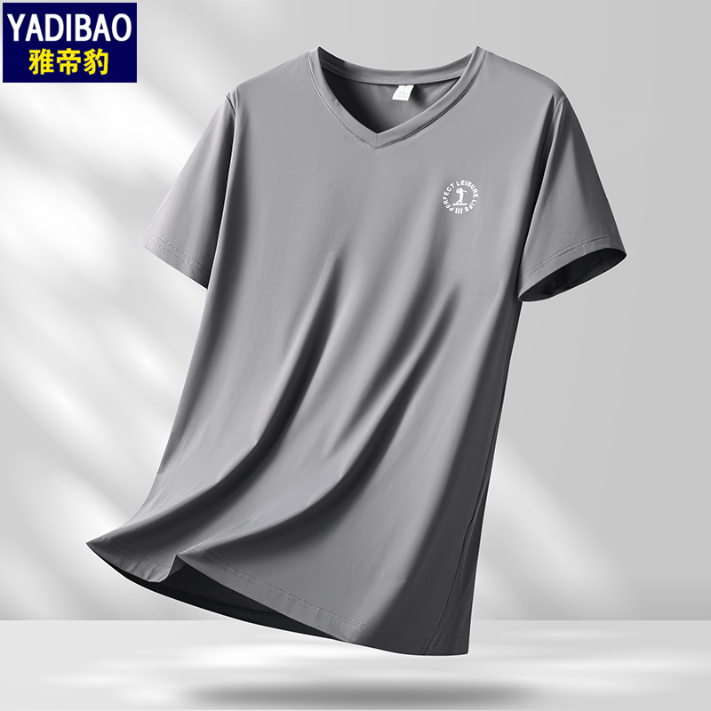 短袖休闲男士加肥加大T恤V领