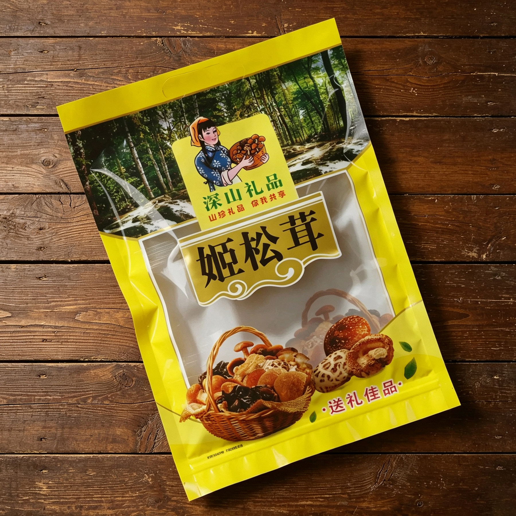 姬松茸包装袋深山礼品干货菌类自封塑料加厚密封礼品袋250克半斤