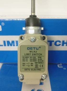 德图DETU 双回路防水限位行程开关 WLNJ 长弹簧摆臂型
