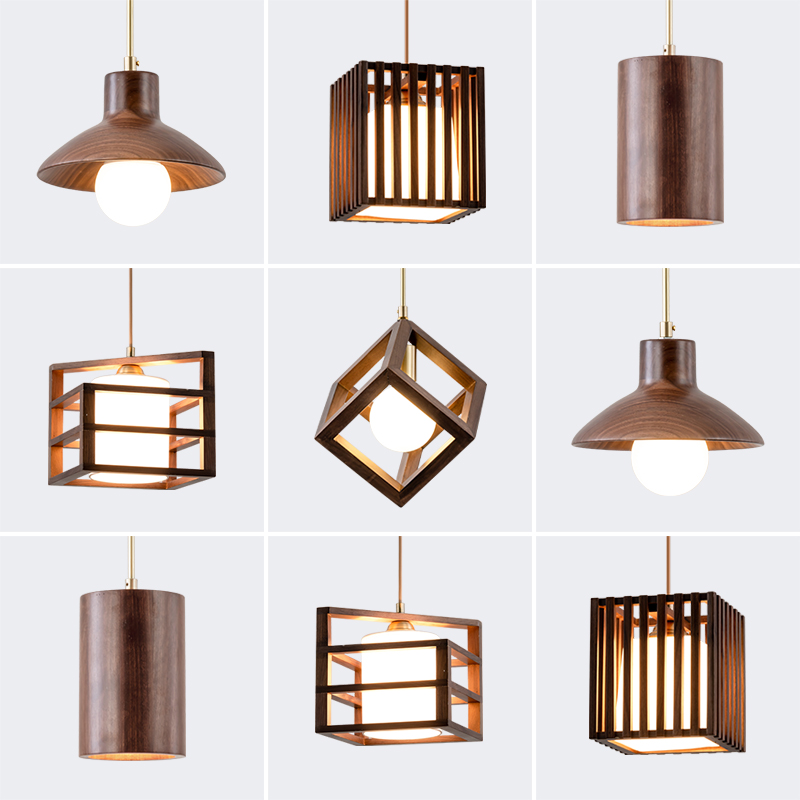 黑胡桃木北欧风格吊灯简约个性