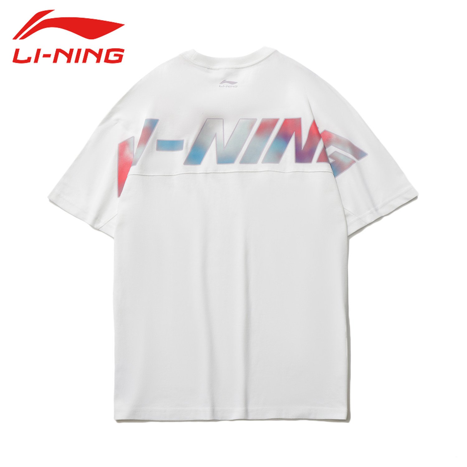 李宁短袖t恤男夏季新款白色宽松休闲运动文化衫半袖上衣潮ahsr159