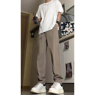 日系卡其色冰丝速干休闲西裤薄款