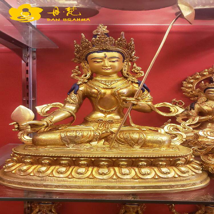 尼泊尔大白伞盖佛母35cm全鎏金坐像 手工铜雕传统艺术摆件