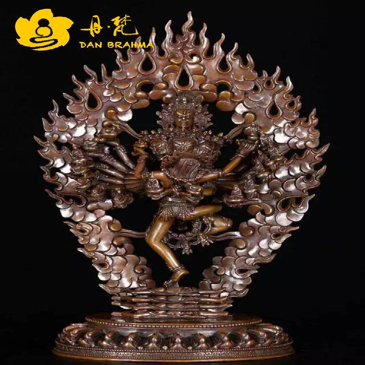 喜金刚雕像尼泊尔纯紫铜大师作品收藏级欢喜佛佛手崭西藏古代铜雕