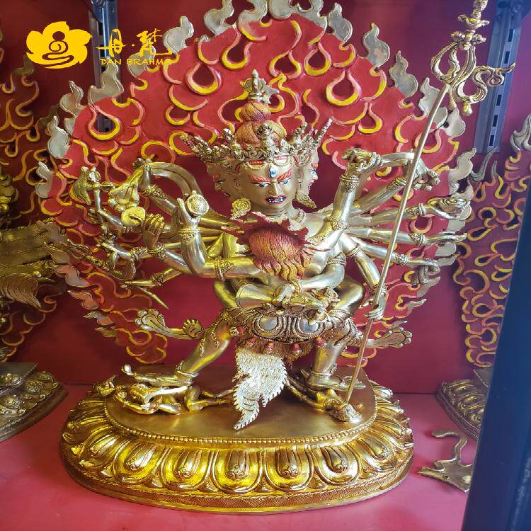 尼泊尔全鎏金精品胜乐金刚雕像  纯铜鎏金上乐金刚 本尊 高55cm