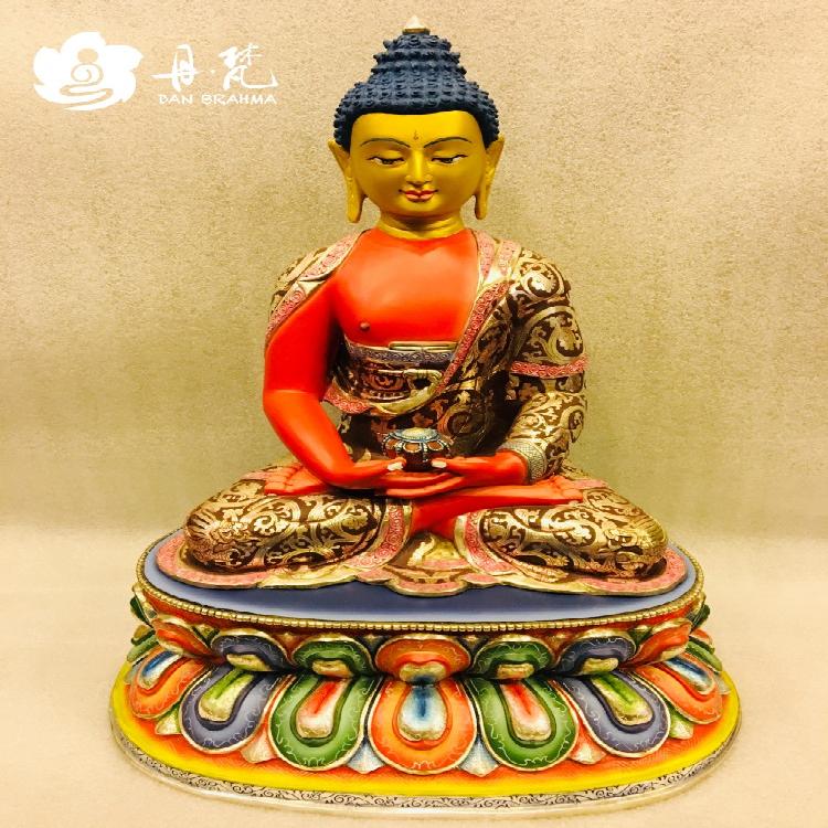 尼泊尔精品鎏金雕刻彩绘阿弥陀佛雕像释迦族其他纯铜雕像高50cm