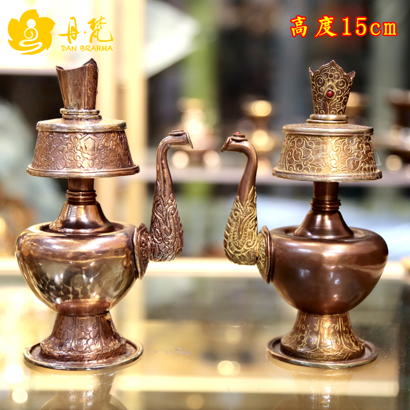 密宗法器供具大号红铜雕花文巴壶贲包壶高度15cm包邮铜雕