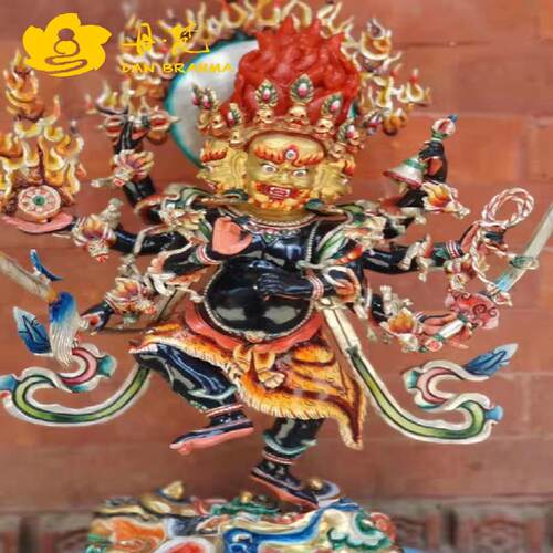 丹秽迹金刚雕像鎏金彩绘雕像本尊护法大师之作50cm西藏古代铜雕