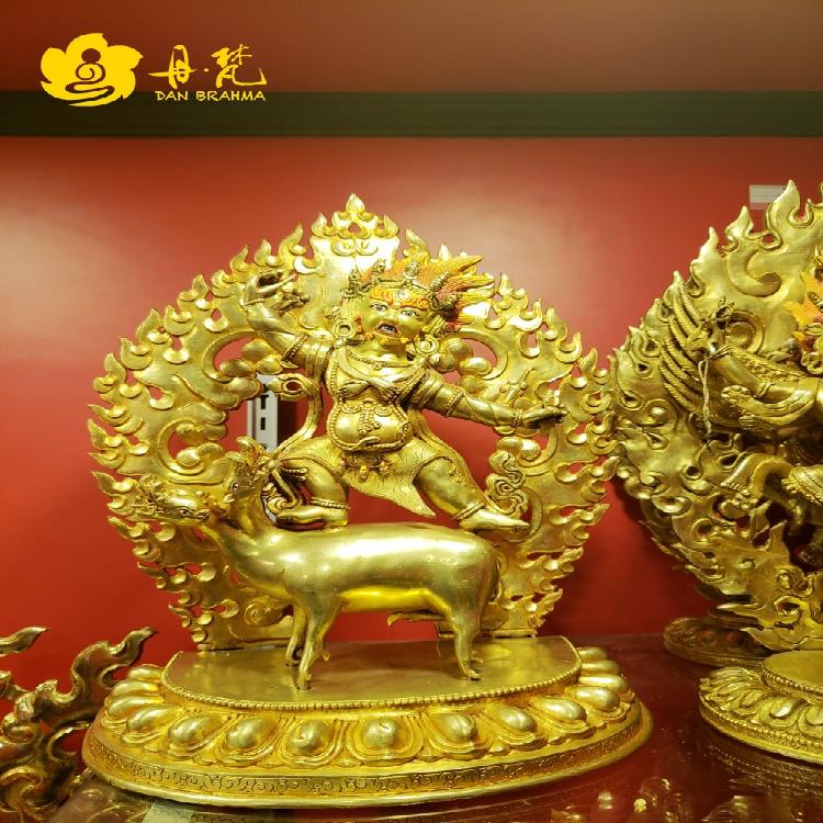 尼泊尔雕像金刚铠甲纯铜全鎏金精品佛高33cm一尺像西藏古代铜雕