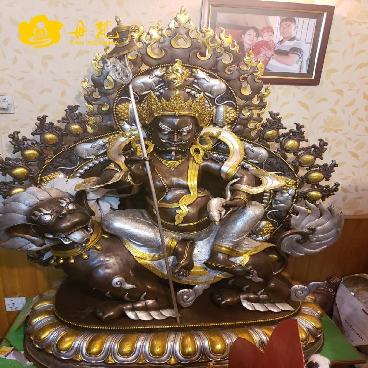 尼泊尔释迦族财宝天王雕像 紫铜手工铜雕雕像高度1米 大雕像直邮