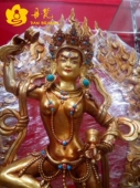 玛吉拉准雕像 吗吉拉准纯铜全鎏金精品铜佛高35cm 尼泊尔麻吉拉追