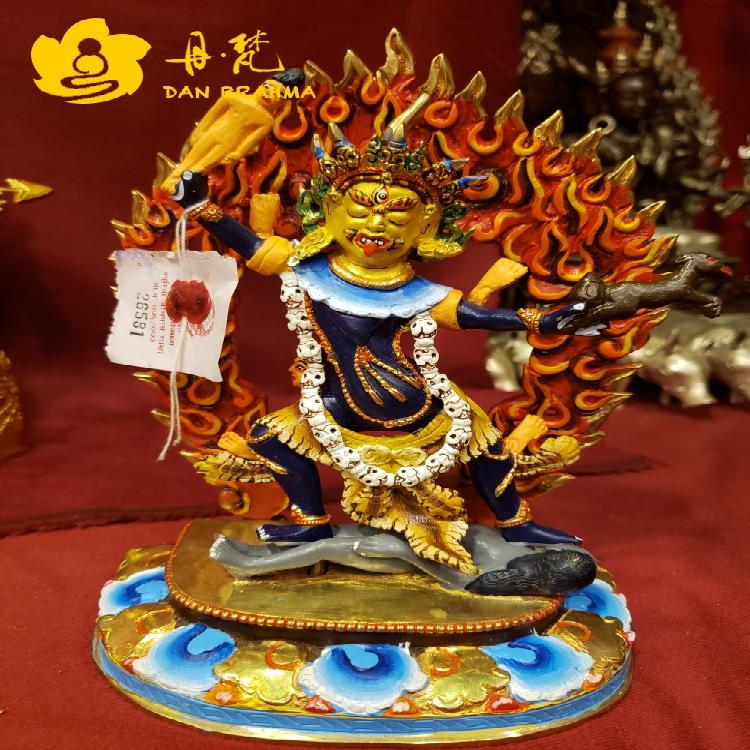 一髻佛母雕像尼泊尔彩绘独羅剎王菩薩智慧护法铜雕西藏古代铜雕