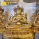 尼泊尔全鎏金四臂观音雕像高45cm双莲花座观音座像佛西藏古代铜雕