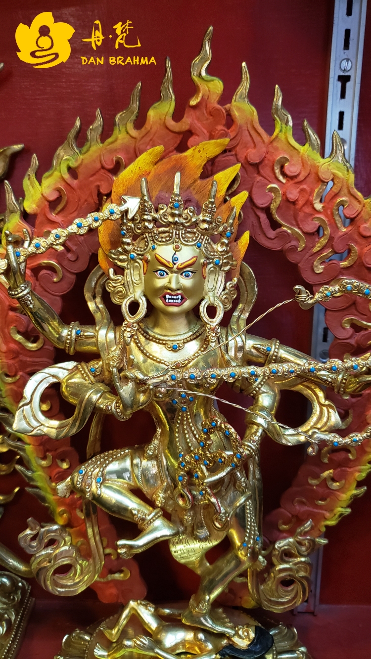 作明佛母雕像尼泊尔全鎏金彩绘咕噜咕咧雕像铜雕精品铜西藏古代雕