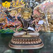 丹梵尼泊尔文殊菩萨雕像摆件密宗铜雕佛纯手工崭刻像西藏古代铜雕