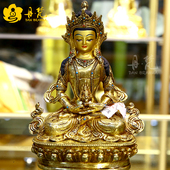 尼泊尔精品大体型复古鎏金长寿佛雕像无量寿佛铜雕像 高21cm