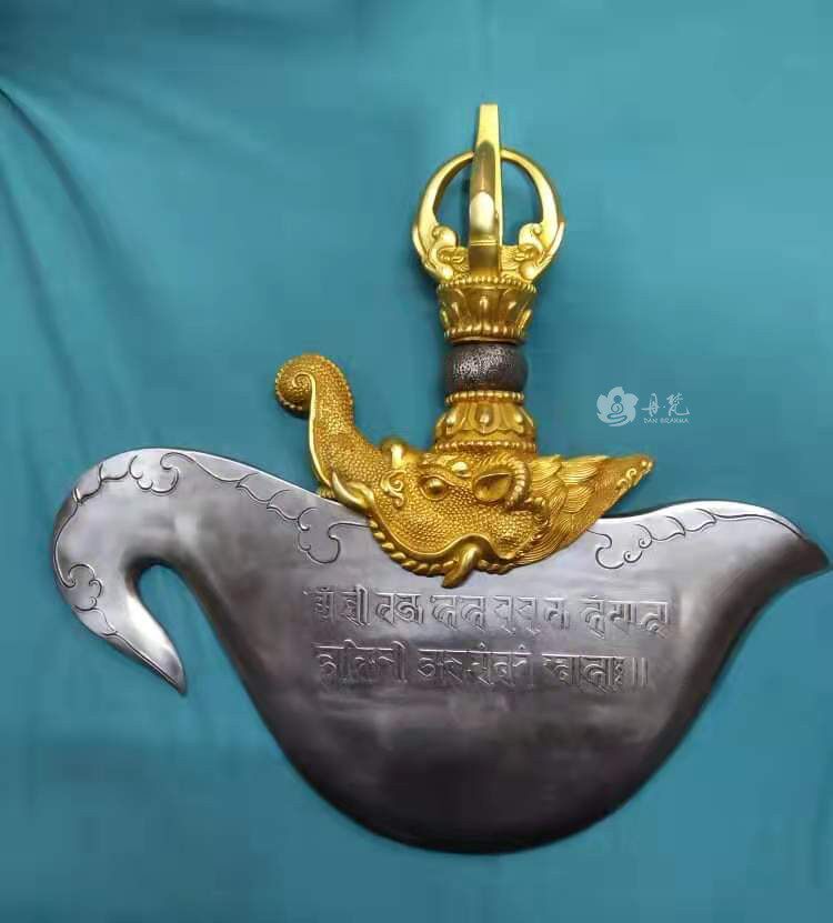 尼泊尔精品鎏金金刚钺刀 摆件30cm 精工金刚钺刀一尺 收藏级精品