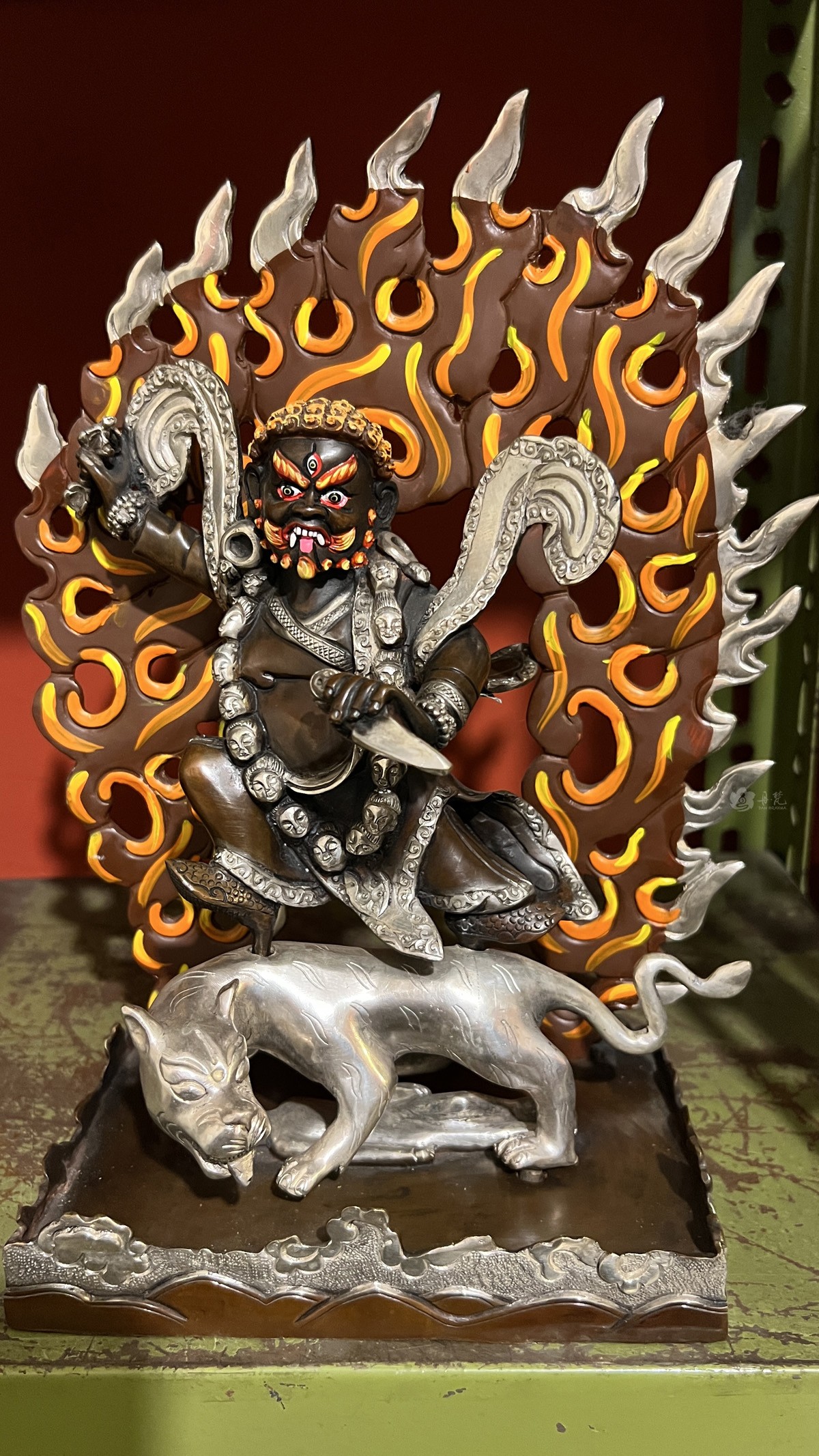 尼泊尔愤怒莲师/忿怒莲师藏传密宗铜雕像高21cm尼泊尔手工制作7寸