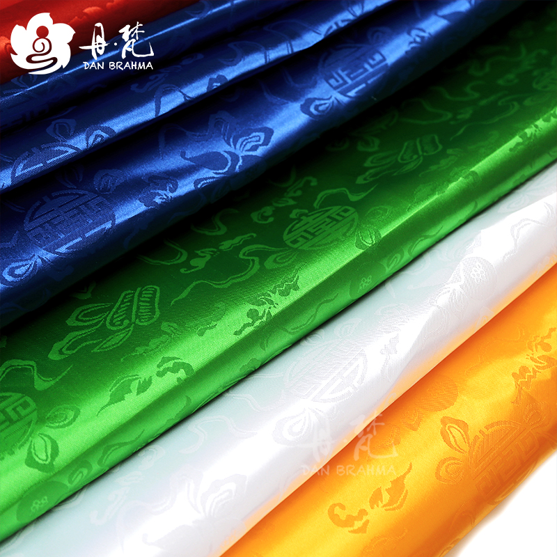 西藏藏式布料绸缎五色布料吉祥八海绵垫/布料/面料/